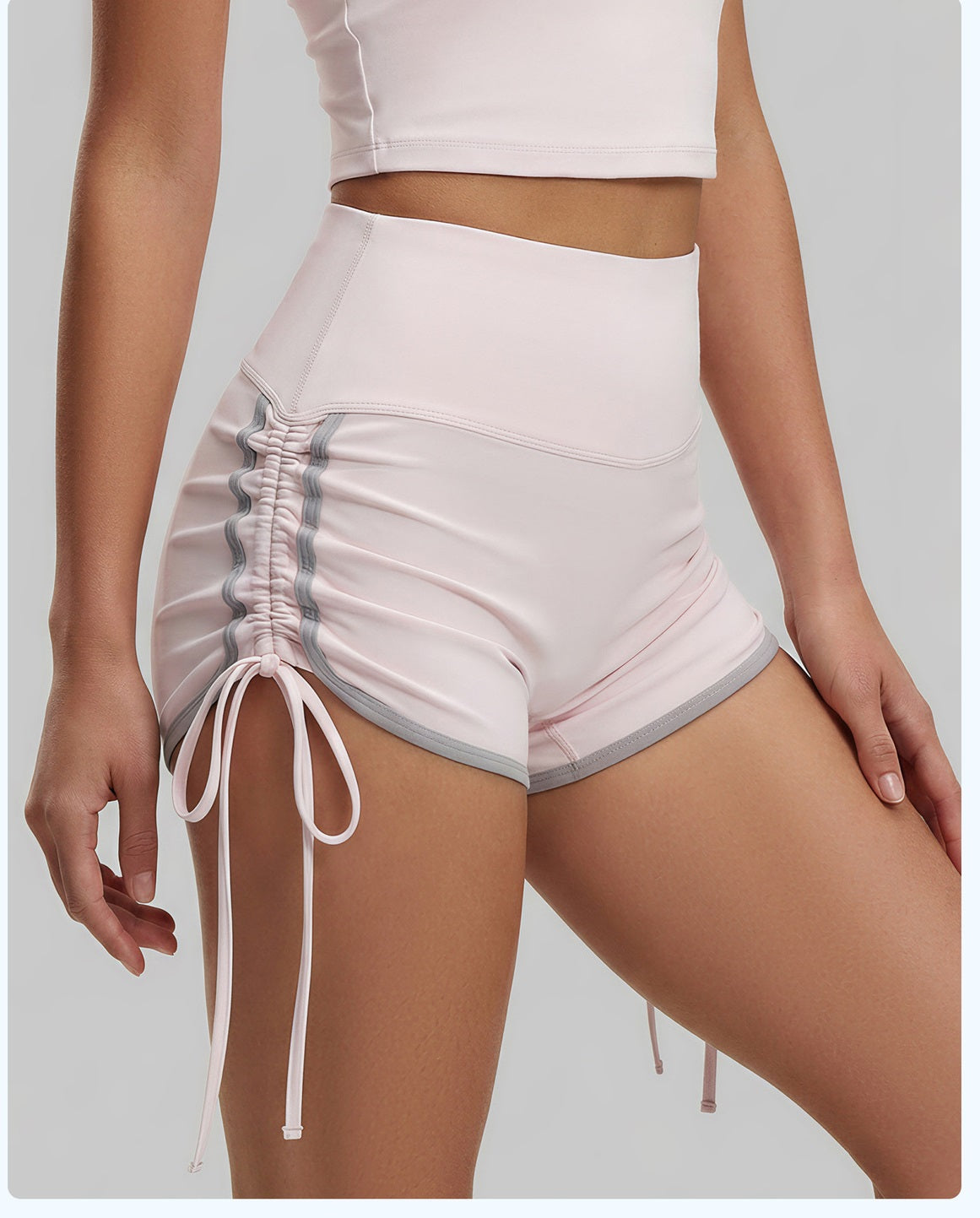New Drawstring Sports Shorts, High Waist Peach Hip & Color Block Design, Tight Fit for Running, Training & Yoga