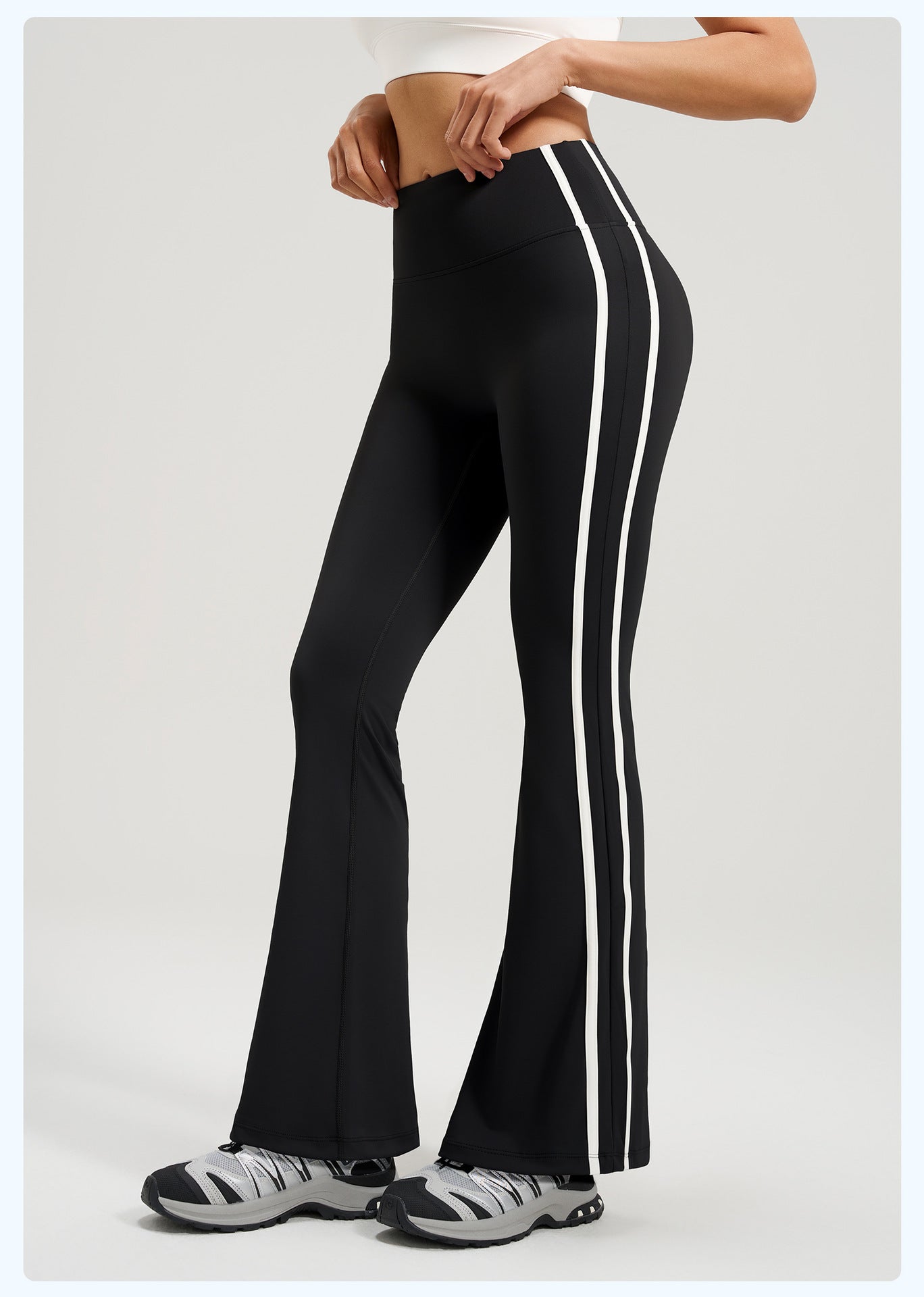 New Striped High Waist Flare Yoga Pants, Buttery Soft Stretch Butt Lifting Fitness Leggings for Women