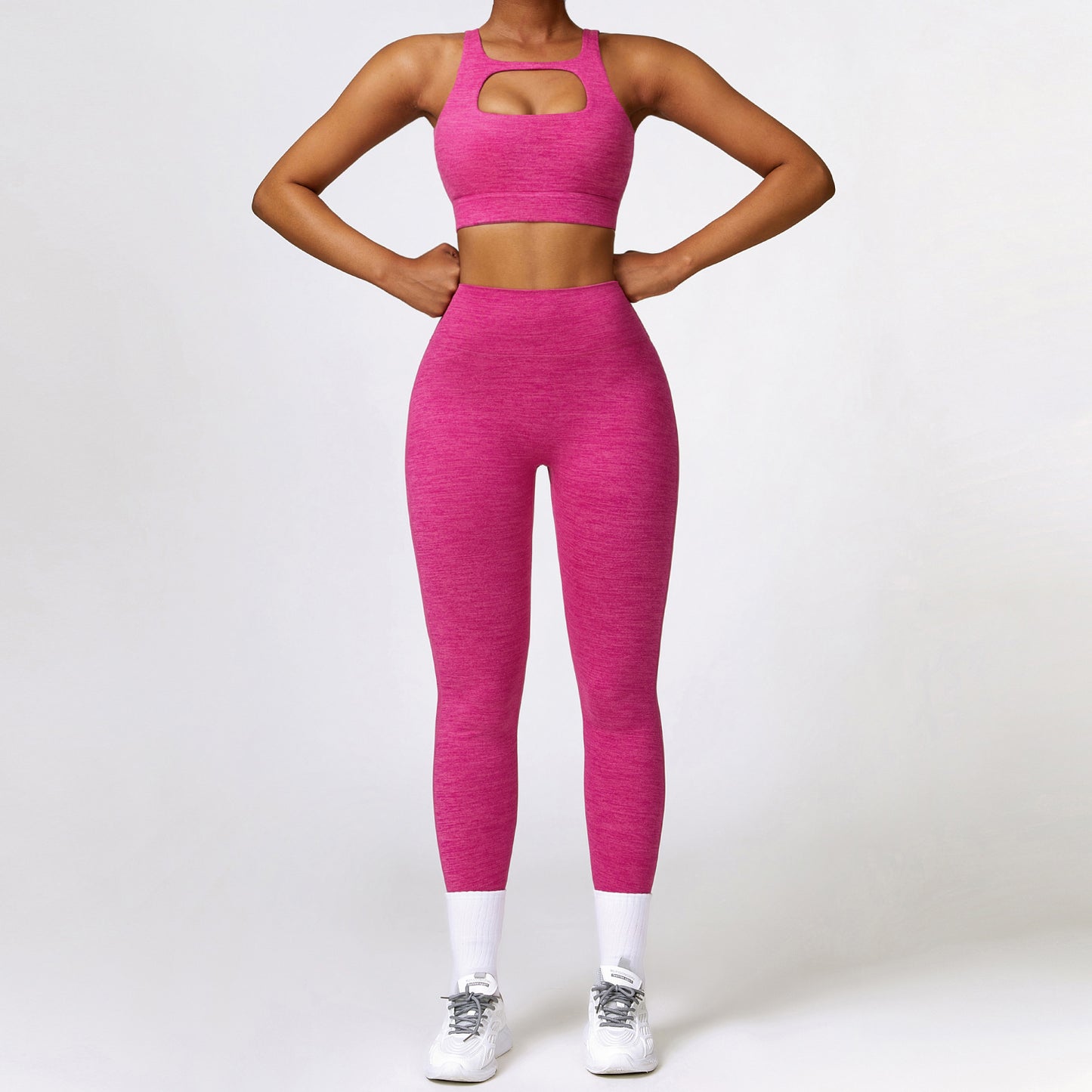 Cationic wool breathable quick drying yoga set Fitness set 8335