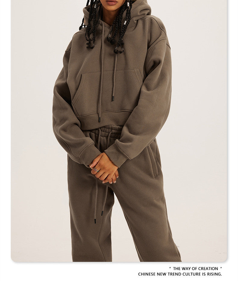 Solid color pullover drawstring hoodie for women 7colors