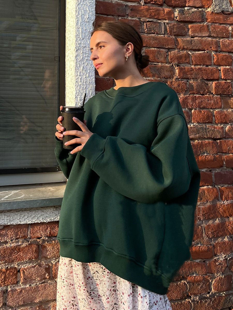 Solid color Oversize fleece jumper 14color