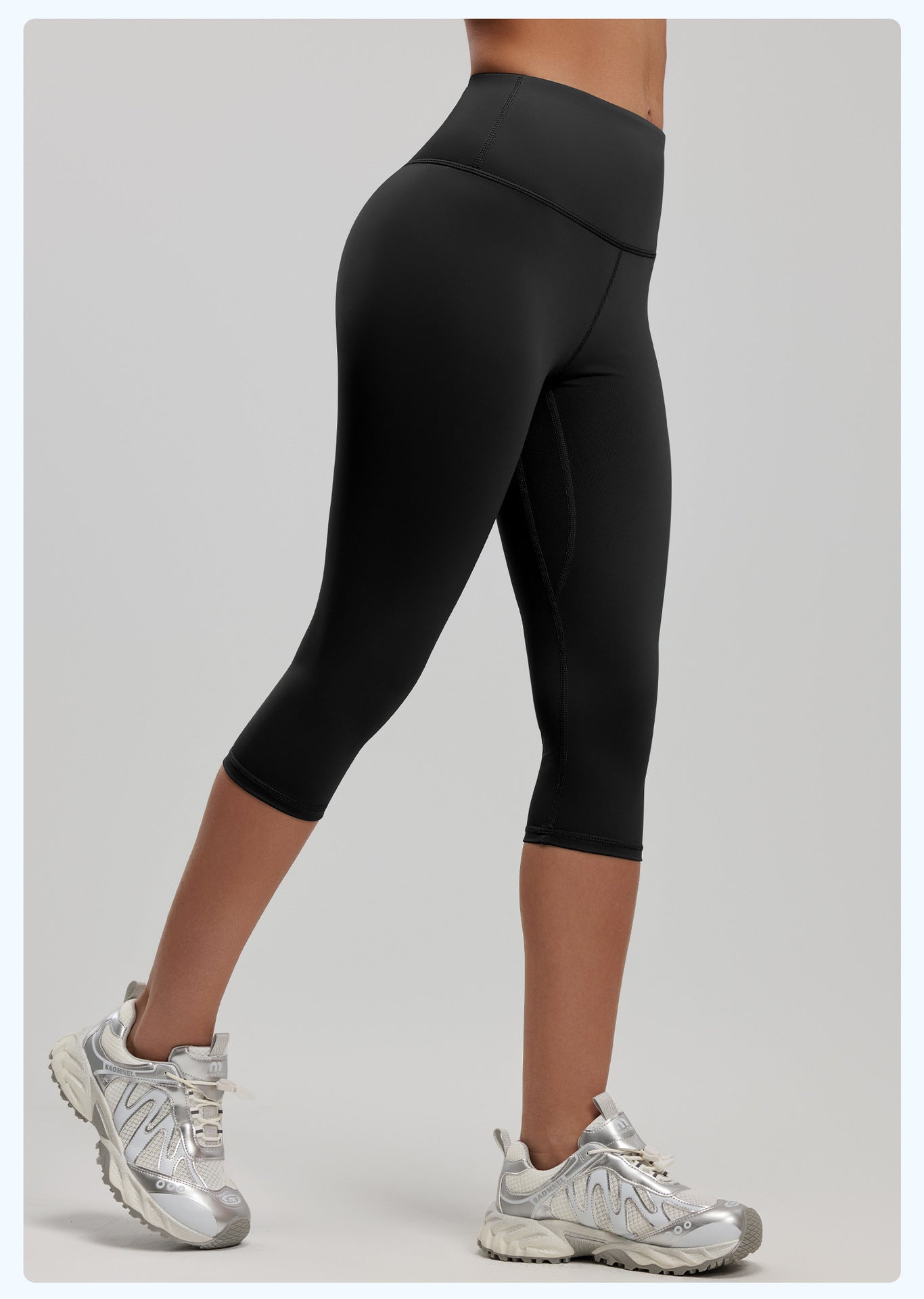 Women's High Waist 7/8 Length Fitness Leggings, Stretchy Hip Lifting Yoga Pants, Tight Peach Butt Sports Trousers