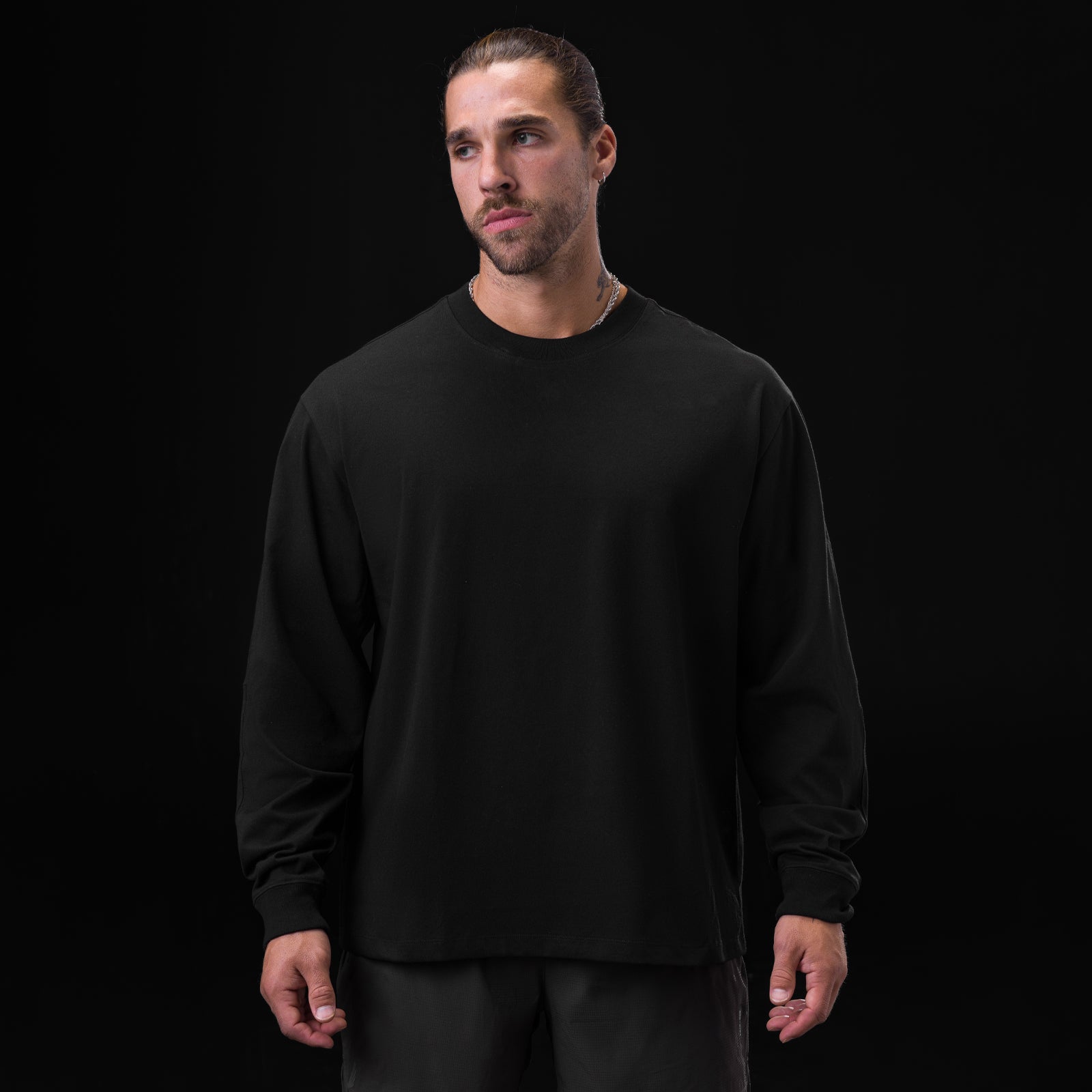 Long sleeve T-shirt men's crewneck loose fitness base 3colors