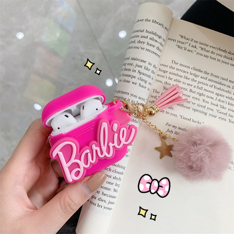 Pink Barbie works with AirPods pro iphone Bluetooth wireless earbuds