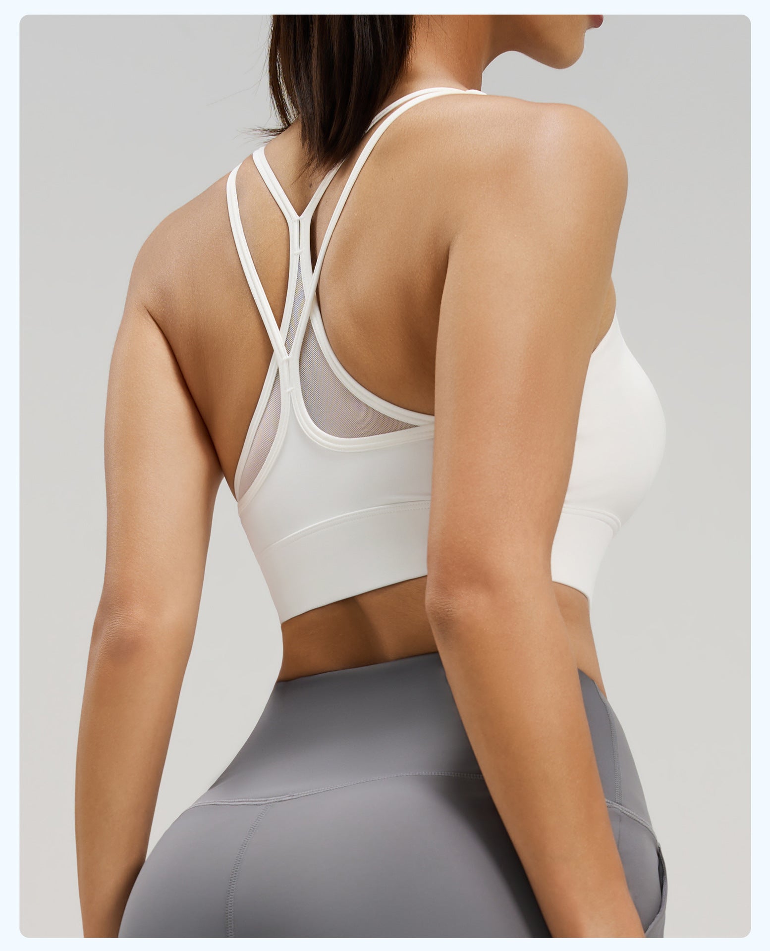 Mesh Crisscross Back High Impact Sports Bra, Shockproof Yoga & Fitness Top for Women