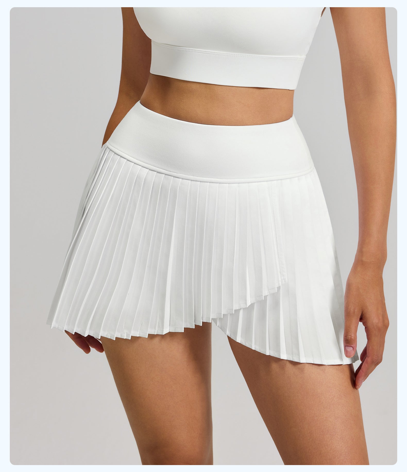 Summer Mock Two-Piece Split Pleated Sports Skirt, Women Anti-Chafing Tennis Skort with Pockets for Yoga & Fitness