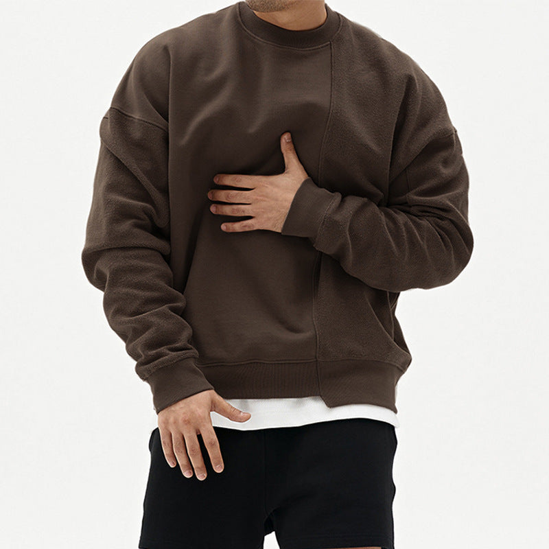 Crew-neck fur hoodie long-sleeved sport coat 4colors