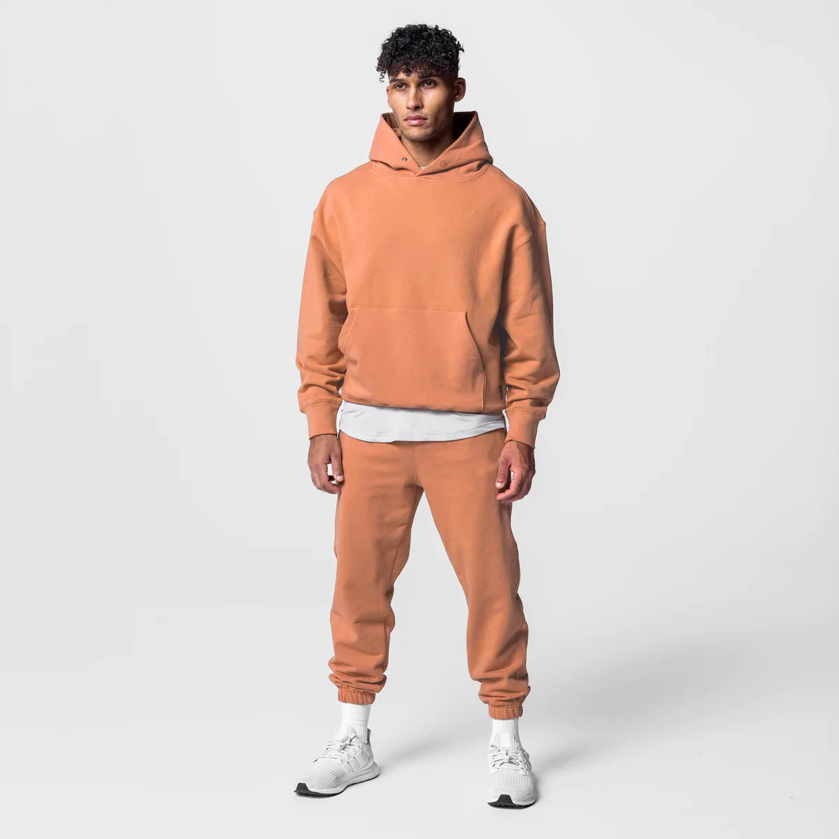 Casual hooded sweatshirt and sweatpants two-piece set 5color