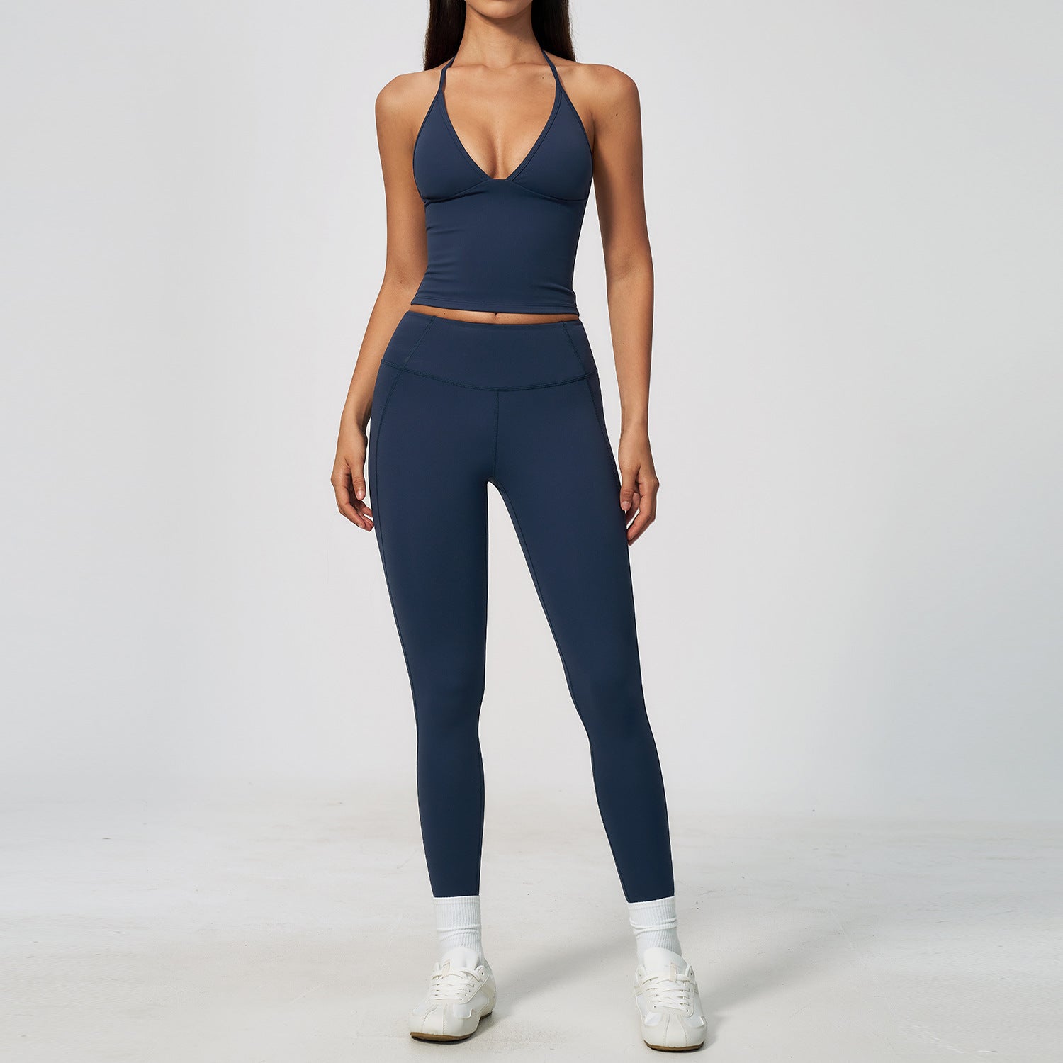 New Sports Set, Halter Open Back Shock-Absorbing & Bust Support High-Stretch Tummy Control Hip Lifting Yoga Outfit for Women