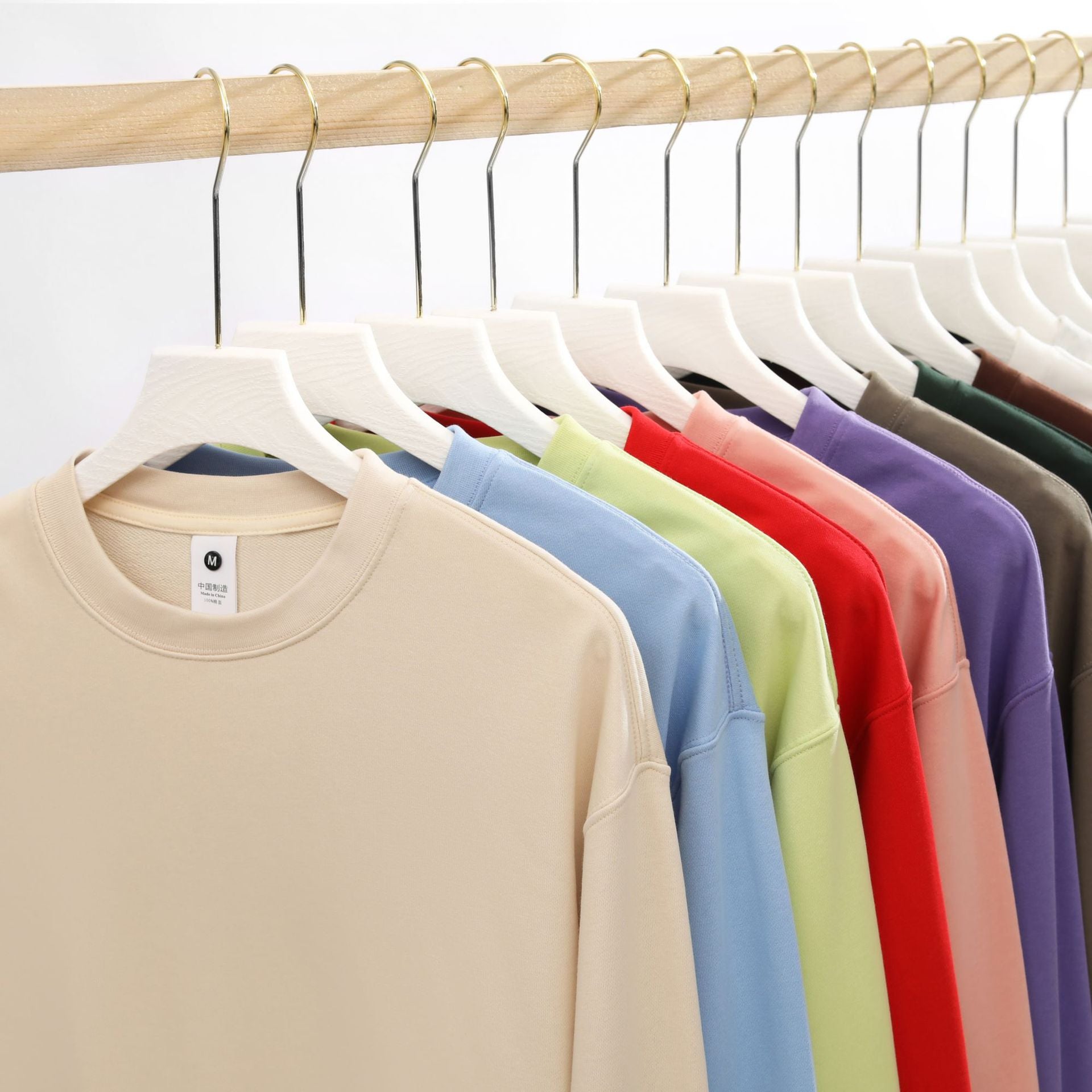 330g pure cotton circle long sleeve crew-neck hoodie customized logo 14 colors