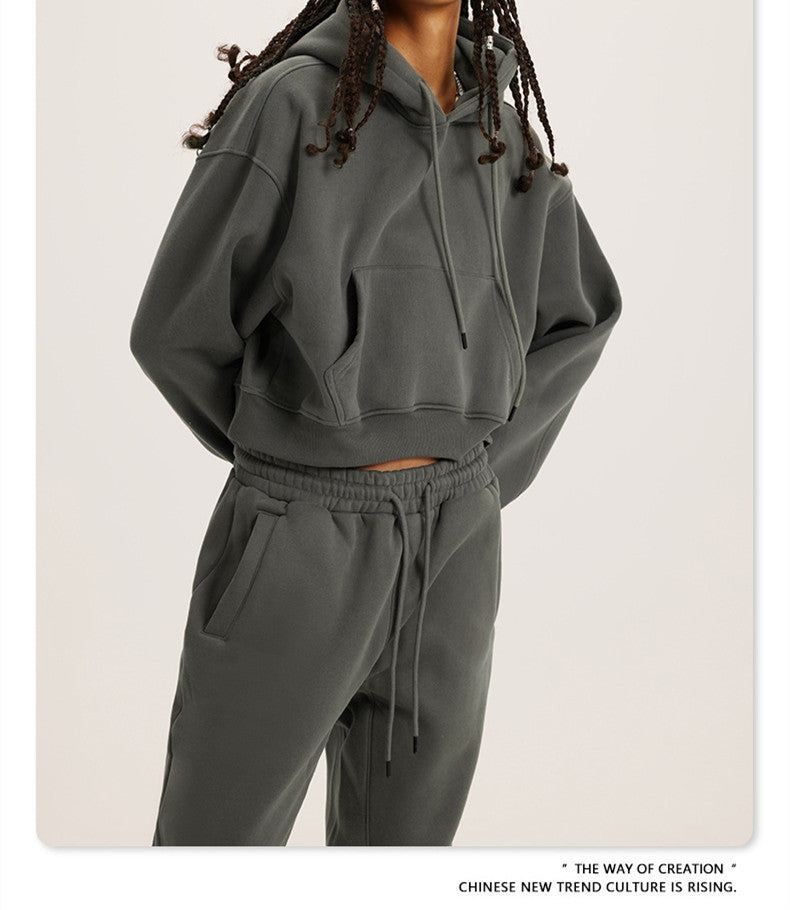 Solid color pullover drawstring hoodie for women 7colors