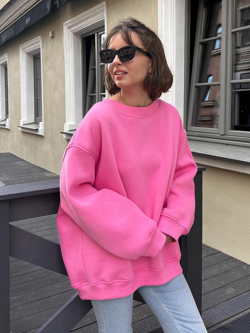 Solid color Oversize fleece jumper 14color