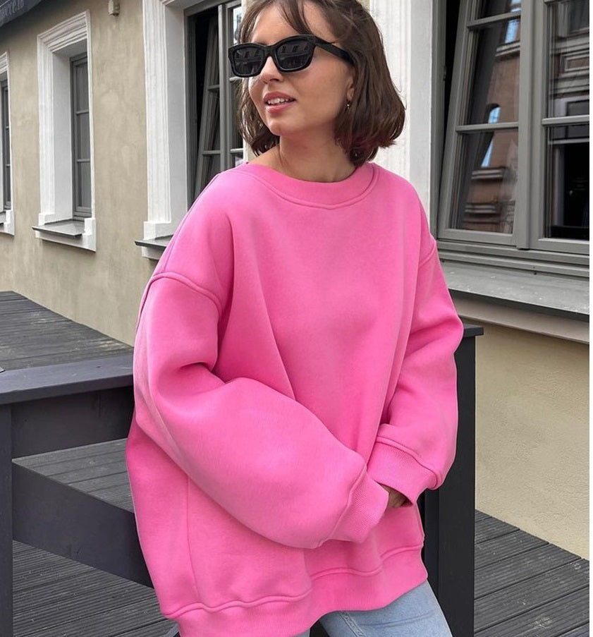 Solid color Oversize fleece jumper 14color