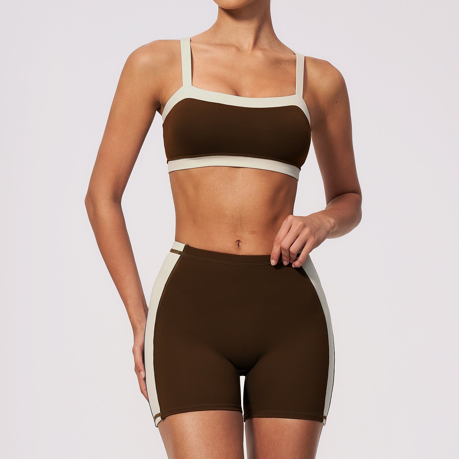 New Women Yoga Set with Built-in Padded Tank Top, High Waist Butt Lift Quick Dry Breathable Yoga Shorts