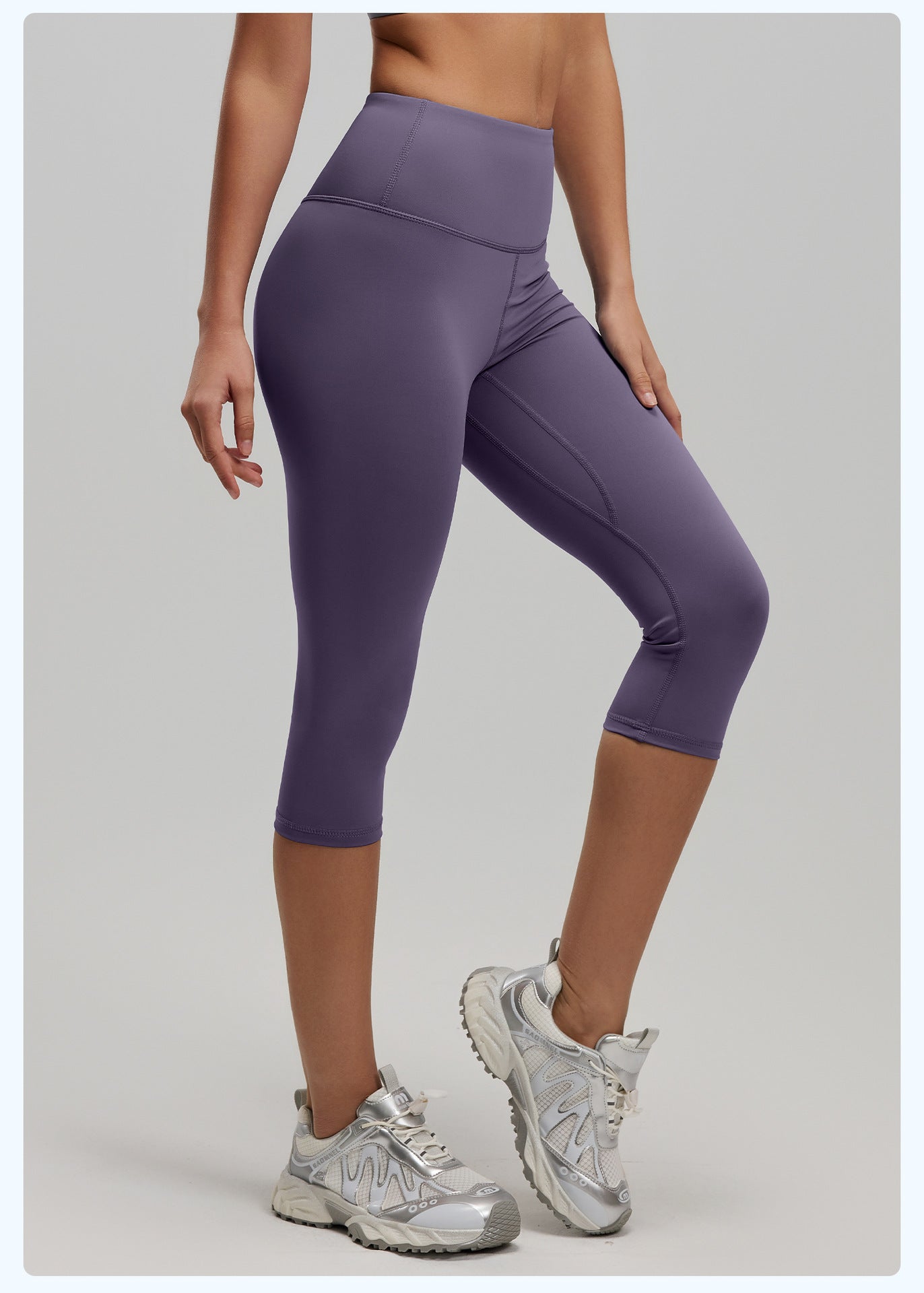 Women's High Waist 7/8 Length Fitness Leggings, Stretchy Hip Lifting Yoga Pants, Tight Peach Butt Sports Trousers
