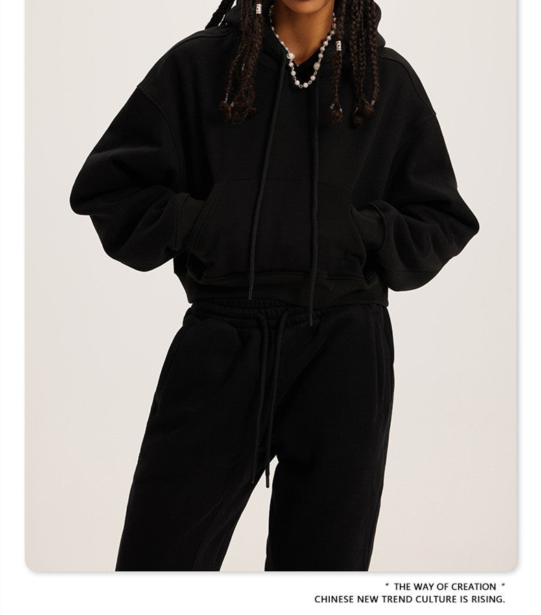 Solid color pullover drawstring hoodie for women 7colors