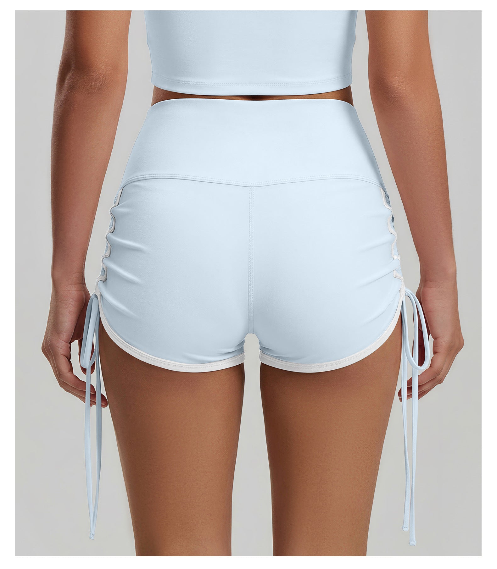 New Drawstring Sports Shorts, High Waist Peach Hip & Color Block Design, Tight Fit for Running, Training & Yoga