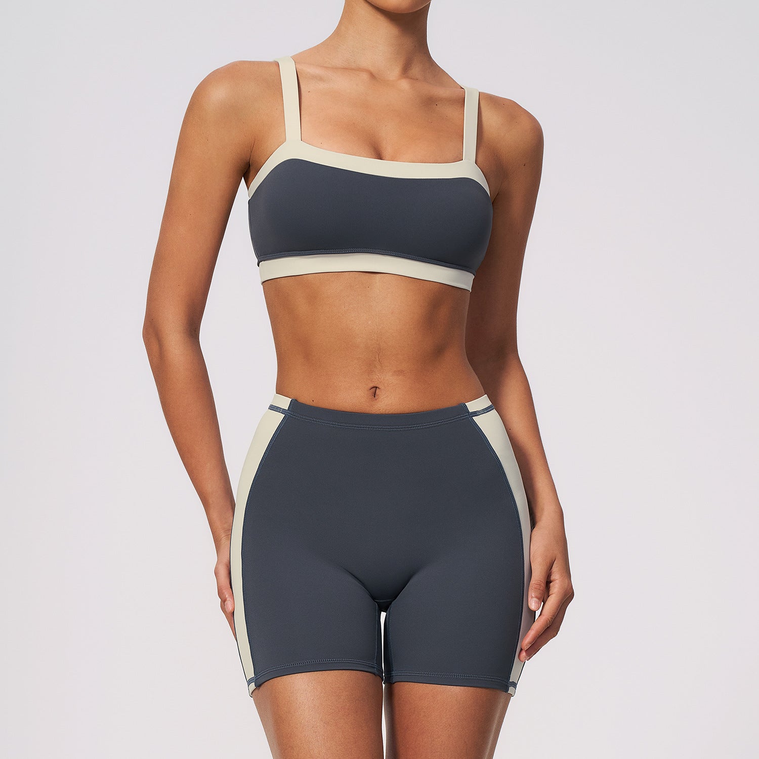New Women Yoga Set with Built-in Padded Tank Top, High Waist Butt Lift Quick Dry Breathable Yoga Shorts