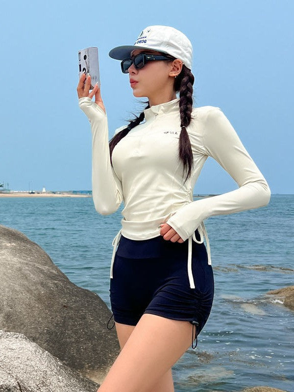 Split swimsuit wholesale conservative sunscreen long-sleeved pants sports senior feeling hot spring two-piece swimsuit