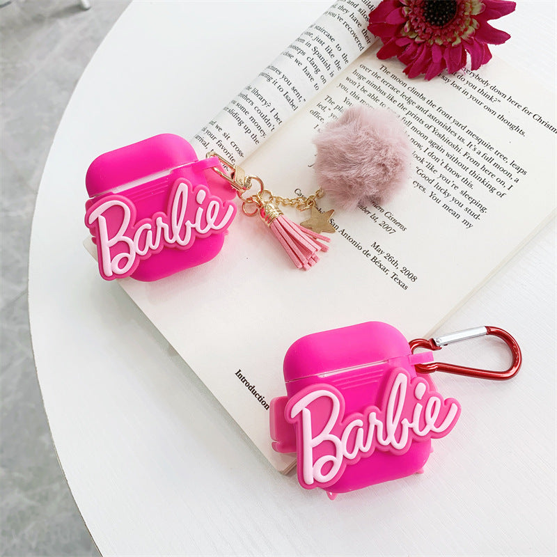 Pink Barbie works with AirPods pro iphone Bluetooth wireless earbuds
