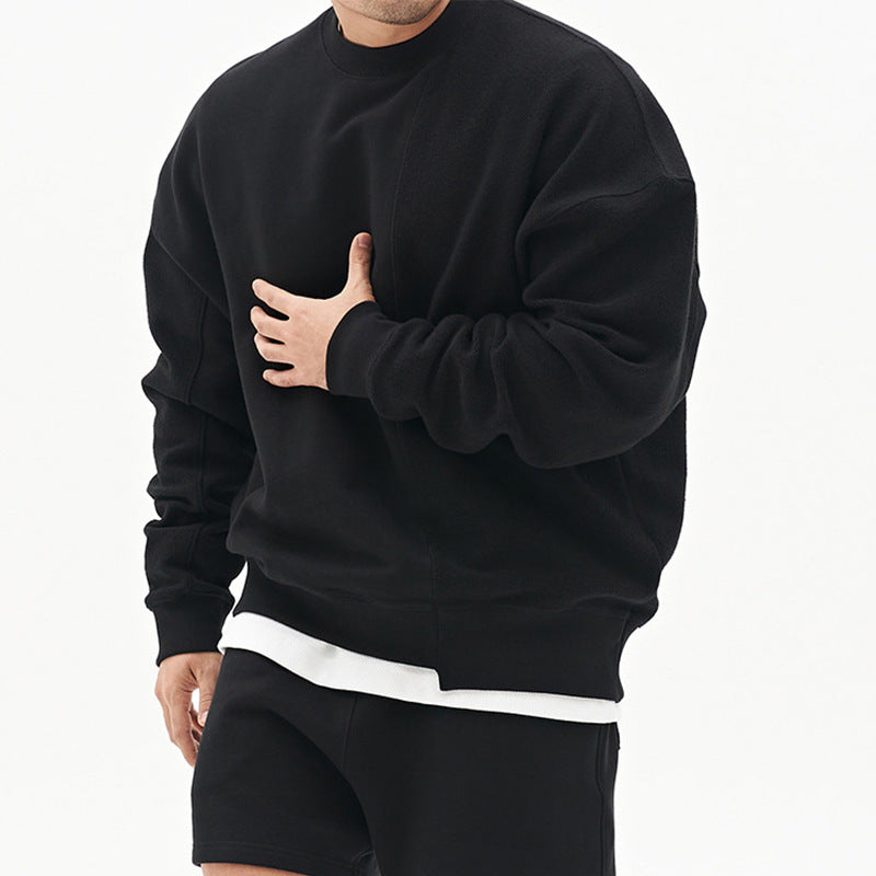Crew-neck fur hoodie long-sleeved sport coat 4colors