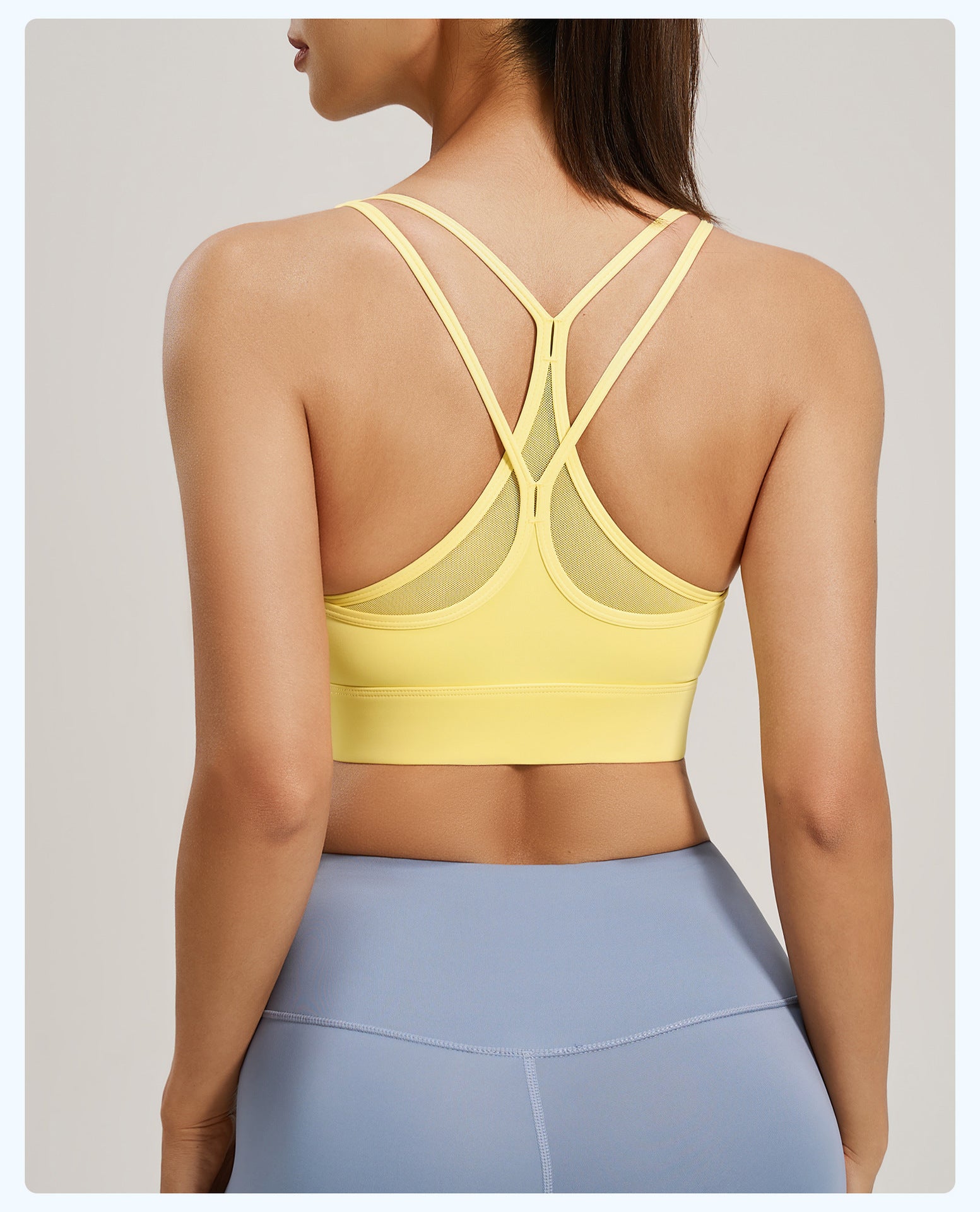 Mesh Crisscross Back High Impact Sports Bra, Shockproof Yoga & Fitness Top for Women