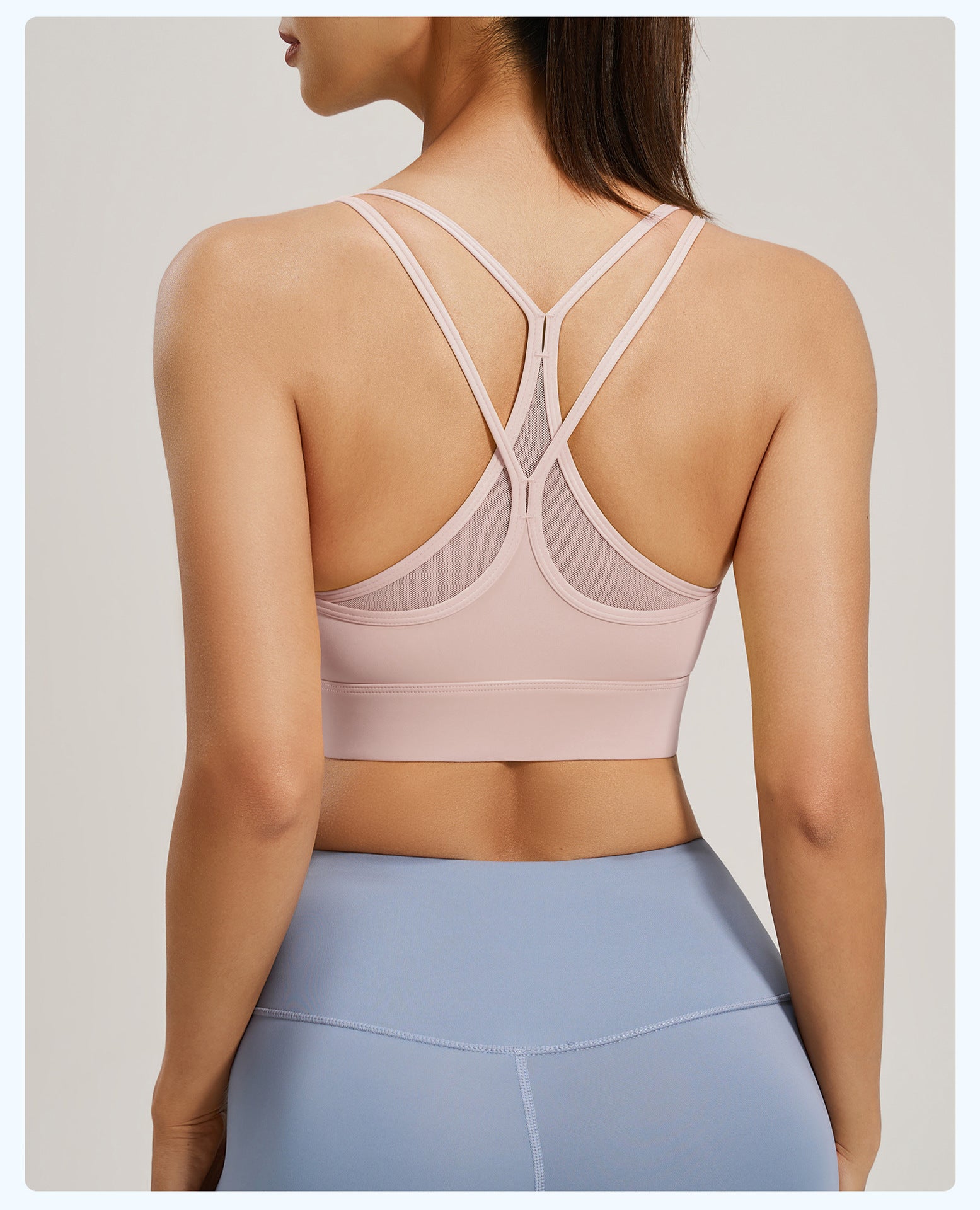 Mesh Crisscross Back High Impact Sports Bra, Shockproof Yoga & Fitness Top for Women