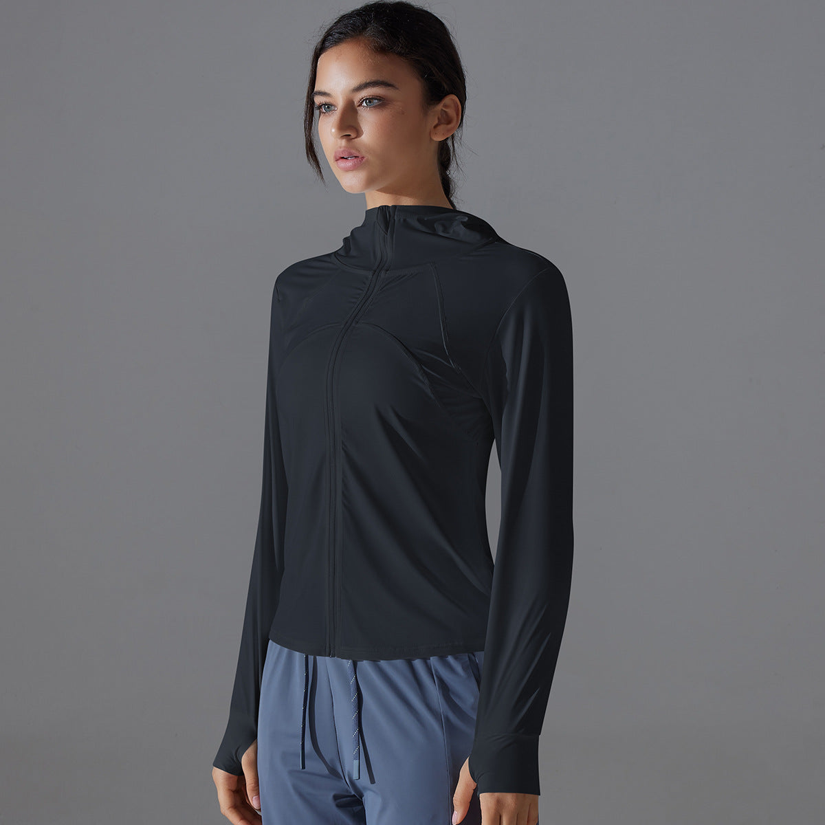 Nylon ice silk long sleeve slim-fitting sun-proof female summer breathable fitness jacket 3 colors