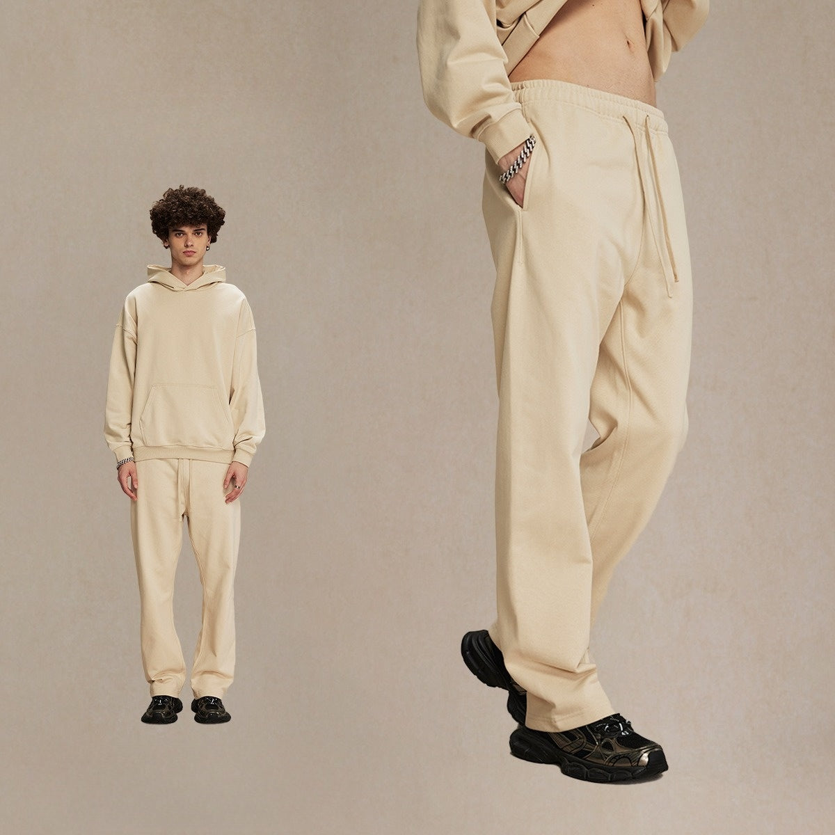 430g straight wool circle solid color pants loose sport