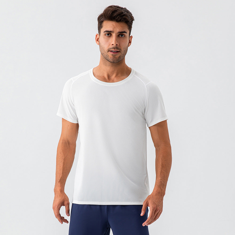 Men's round neck loose T-shirt perspiration quick drying breathable short sleeve 31226 4colors