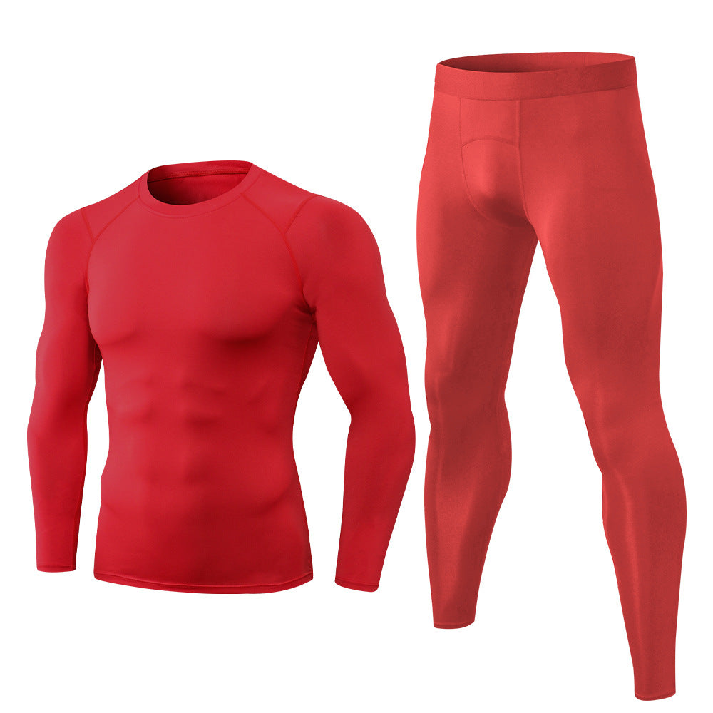 11515+11323Men's quick-drying fitness suit high elastic tight training long-sleeved trousers sportswear two-piece set 5 colors