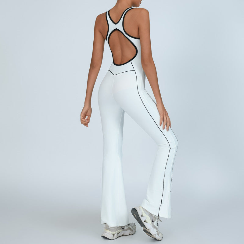 Color matching jumpsuit color matching wide leg bell bottoms