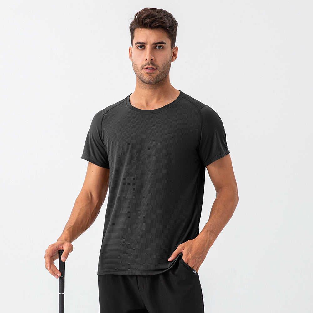 Men's round neck loose T-shirt perspiration quick drying breathable short sleeve 31226 4colors