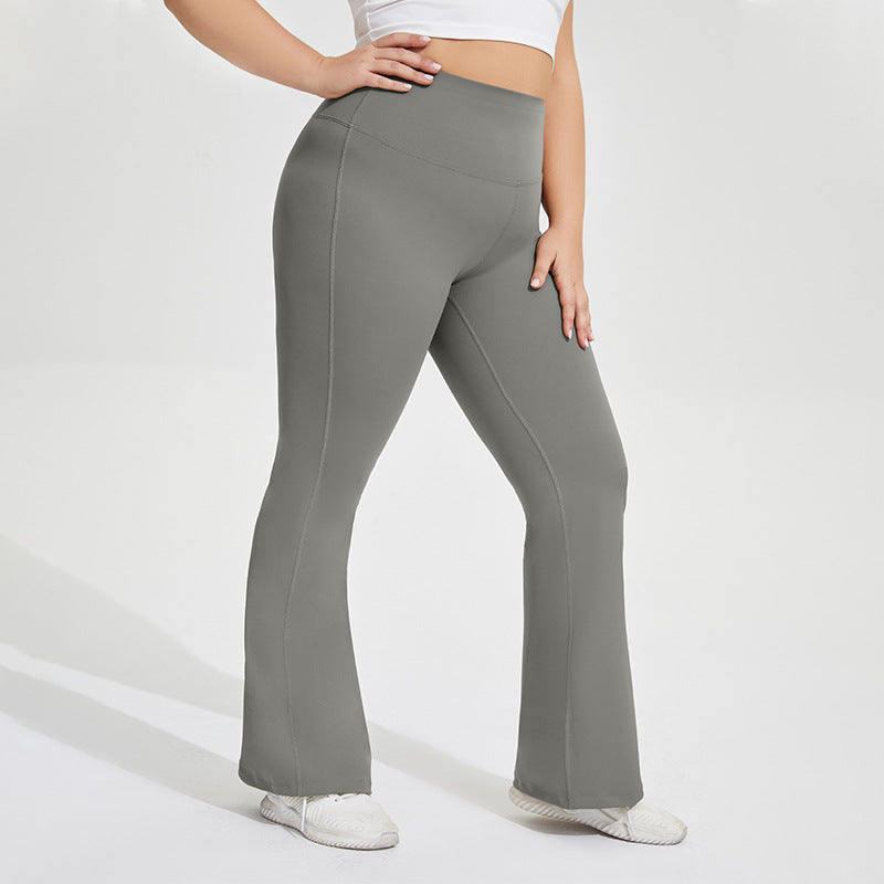 Naked elastic European and American sports lulu sports yoga flared pants 3 colors