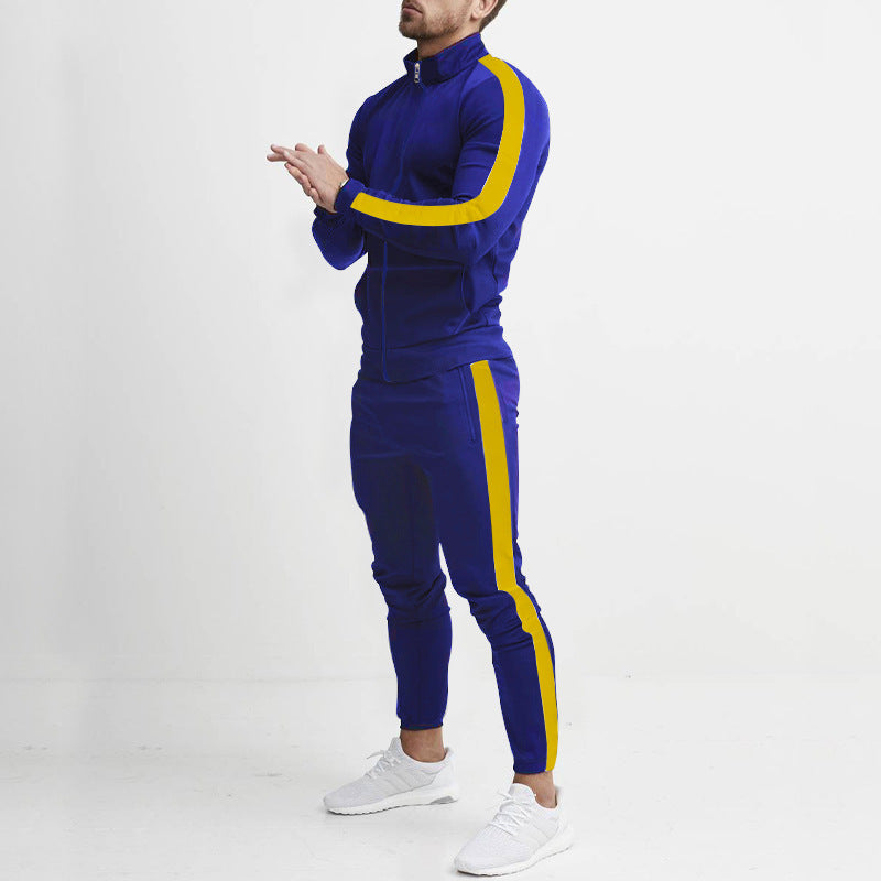 Leisure sports suit color matching style men's personalized hooded trendy sports suit 7 colors