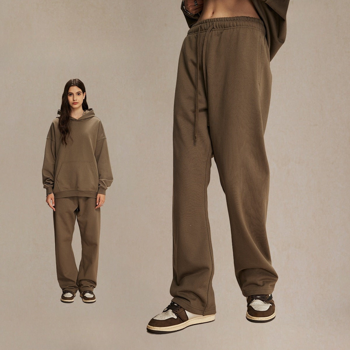 430g straight wool circle solid color pants loose sport