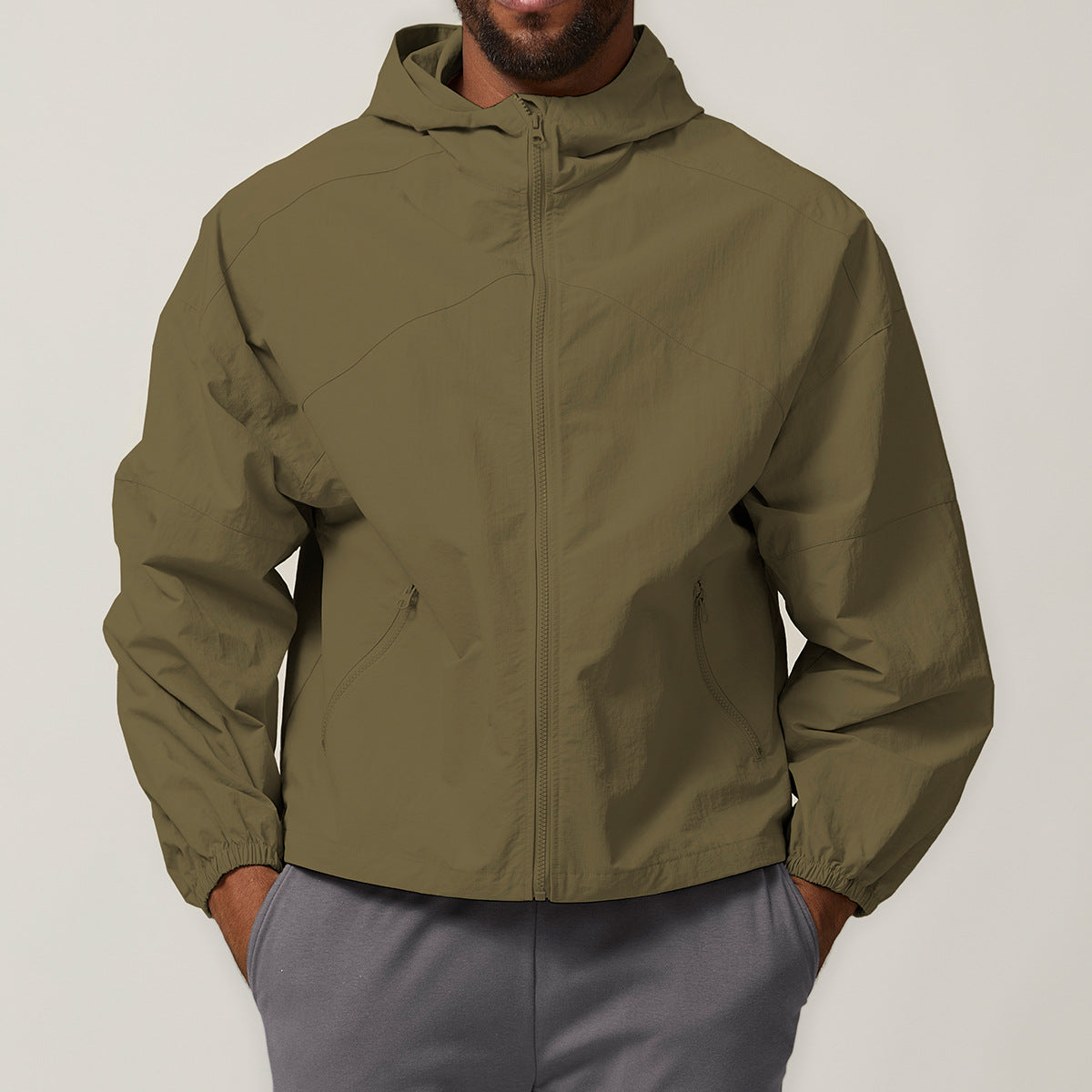 Zipper windproof hooded outdoor waterproof jacket jacket hardshell