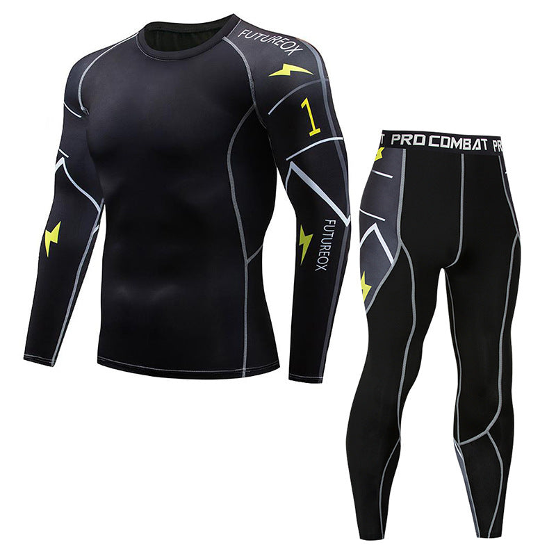New Sports Tights Men's Lion Head Long-sleeved Sports Men's Fitness T-shirt Quick-drying Elastic PRO Suit-1