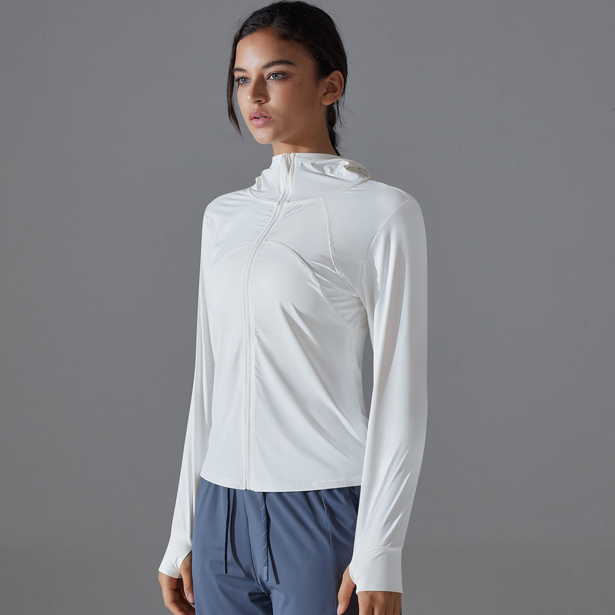 Nylon ice silk long sleeve slim-fitting sun-proof female summer breathable fitness jacket 3 colors