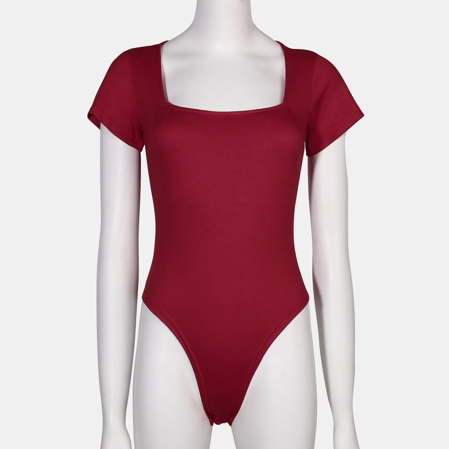 Women's Fashion Casual Square Collar Bodysuit Women's Solid Color Sexy Slim Large Size Short Sleeve T-Shirt Women 5 Colors
