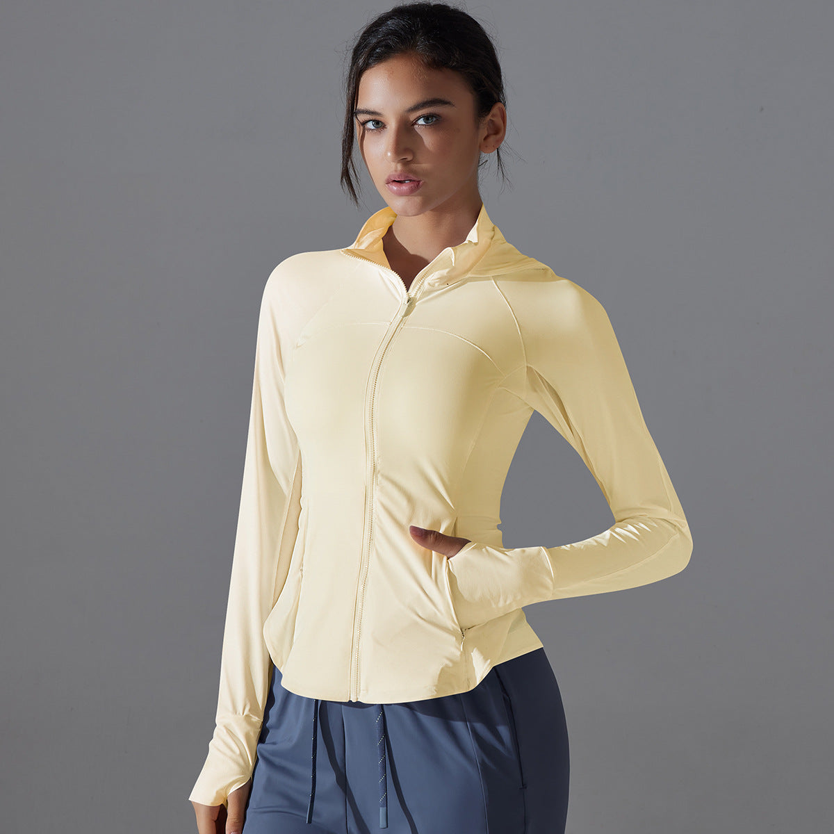 Nylon ice silk long sleeve slim-fitting sun-proof female summer breathable fitness jacket 4 colors