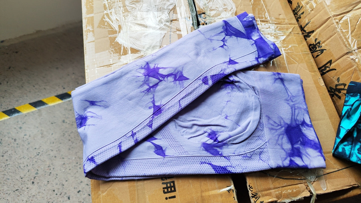 Tie dye crisscross back sports set 2 colors