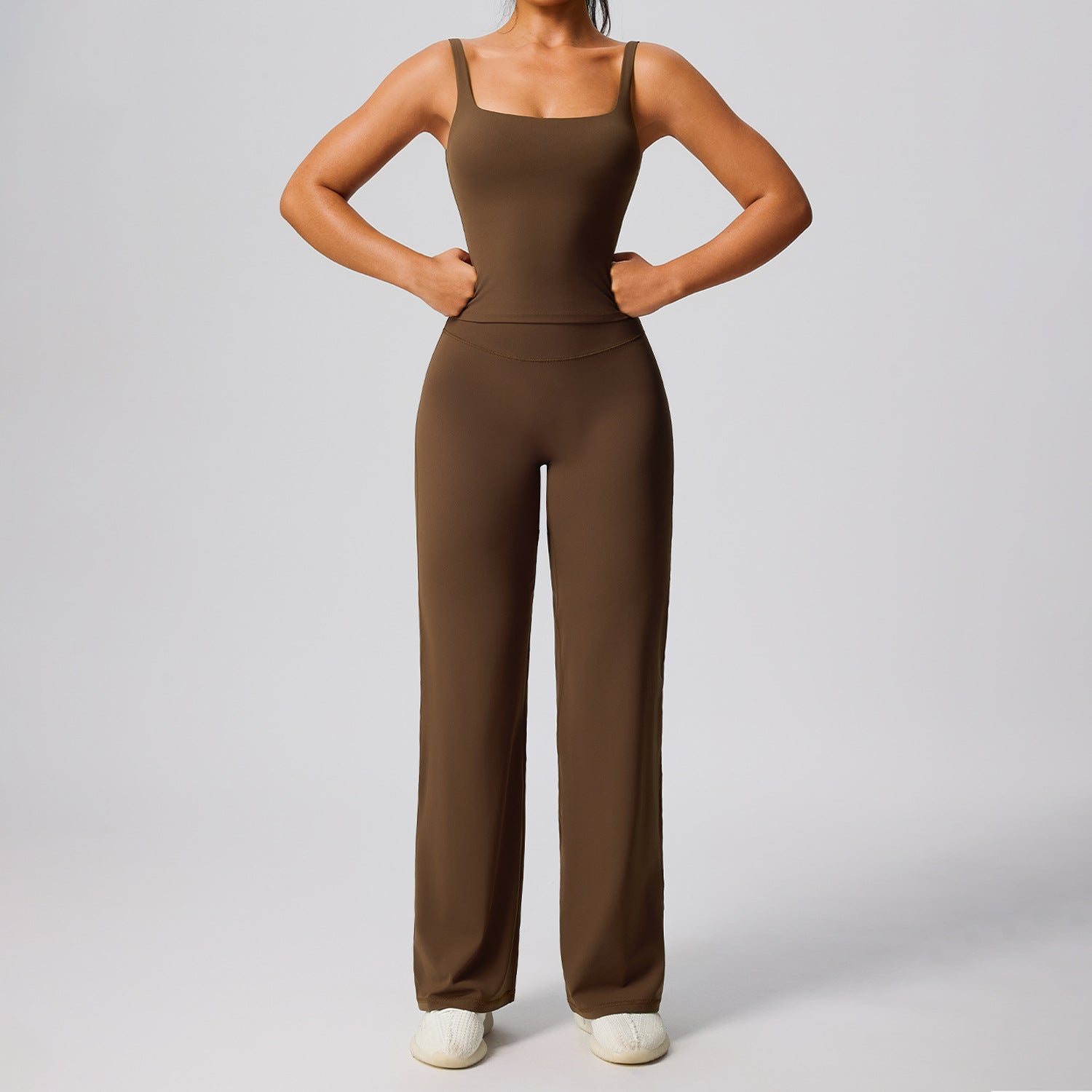 PLUS SIZE New Women's Wide Leg Fitness Set, Outdoor Running Yoga Outfits, Slim Fit Straight Leg Workout Pants