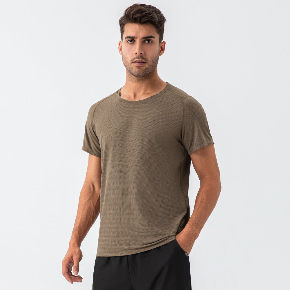 Men's round neck loose T-shirt perspiration quick drying breathable short sleeve 31226 4colors