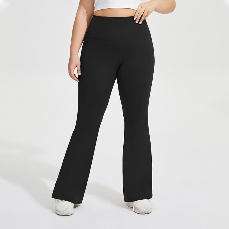 Naked elastic European and American sports lulu sports yoga flared pants 3 colors