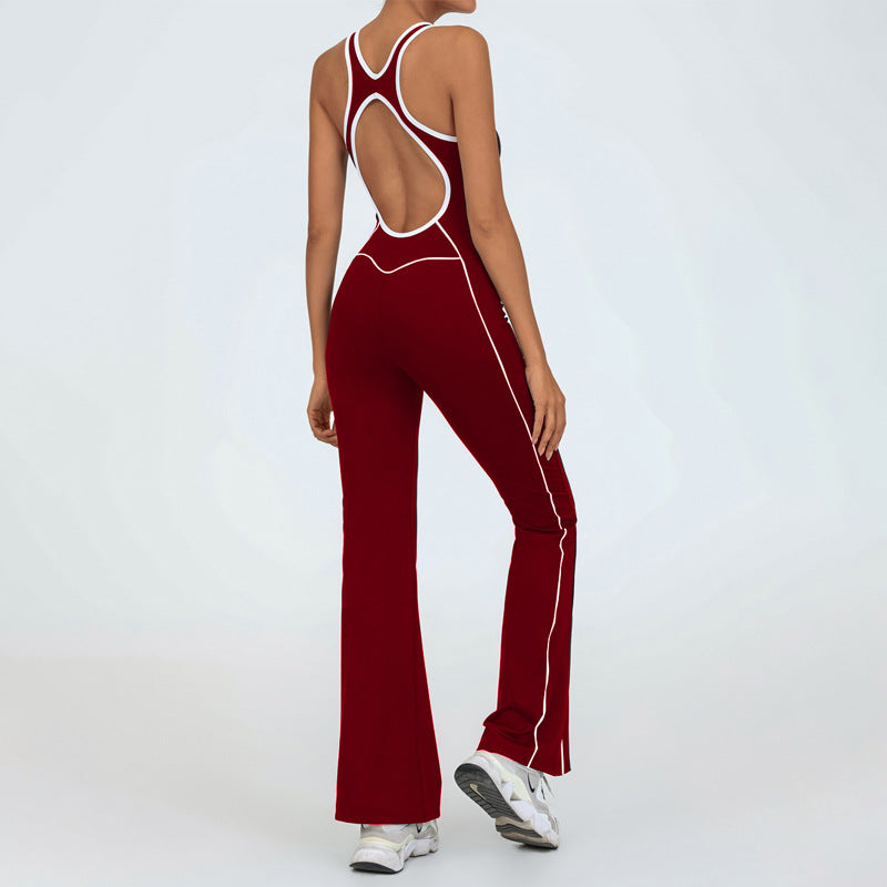Color matching jumpsuit color matching wide leg bell bottoms