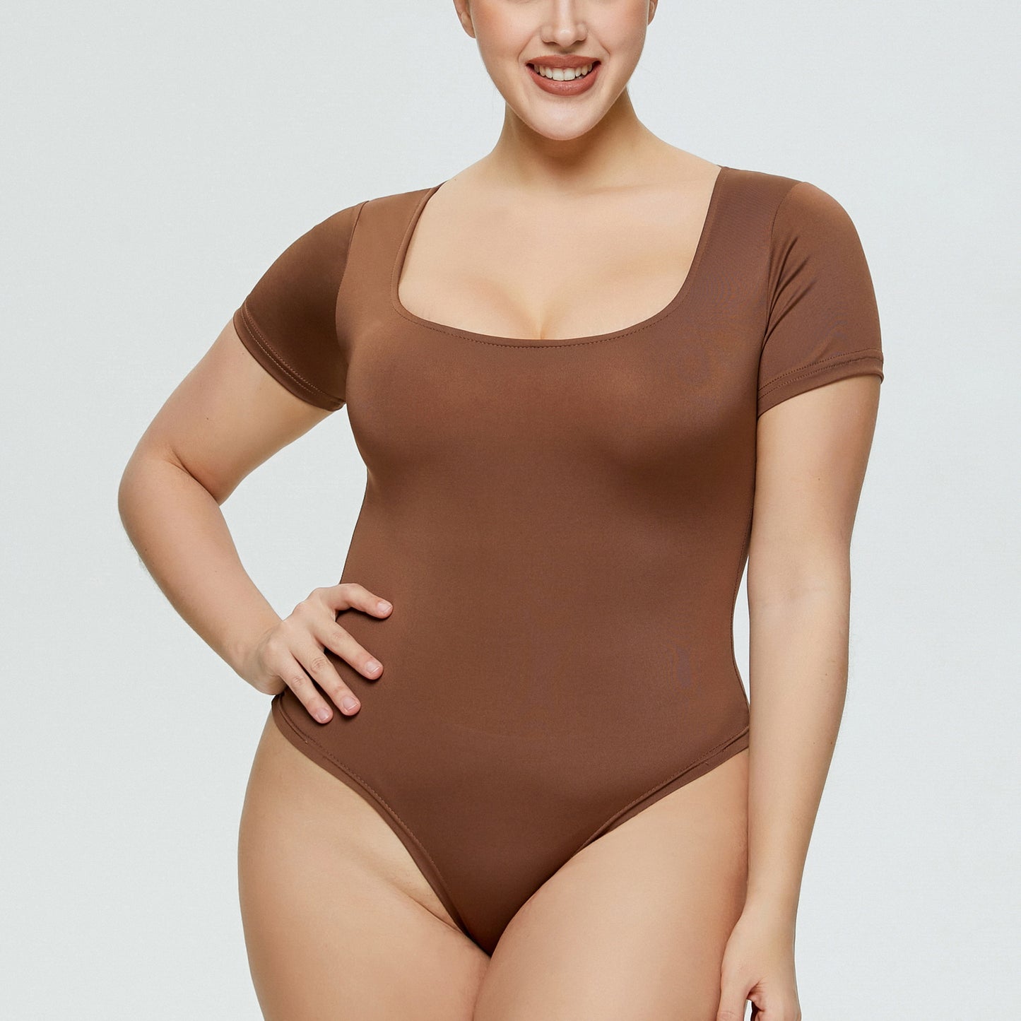 Women's Fashion Casual Square Collar Bodysuit Women's Solid Color Sexy Slim Large Size Short Sleeve T-Shirt Women 5 Colors