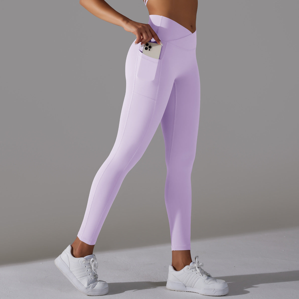 Reversible polyamide cross high-waisted hip lift pocket yoga pants 6colors