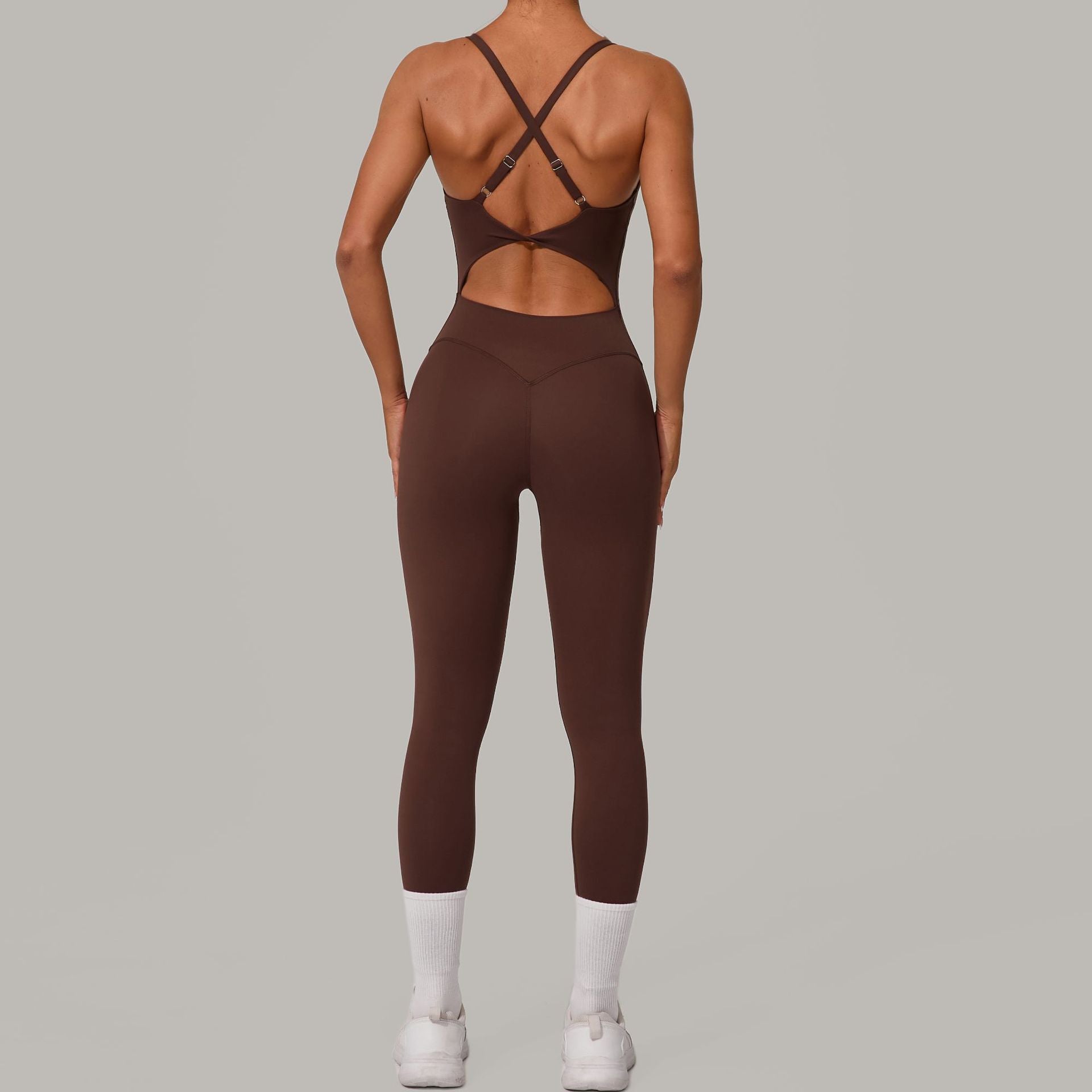 Adjustable buckle onesie cross waist lift hip exercise yoga tight onesie
