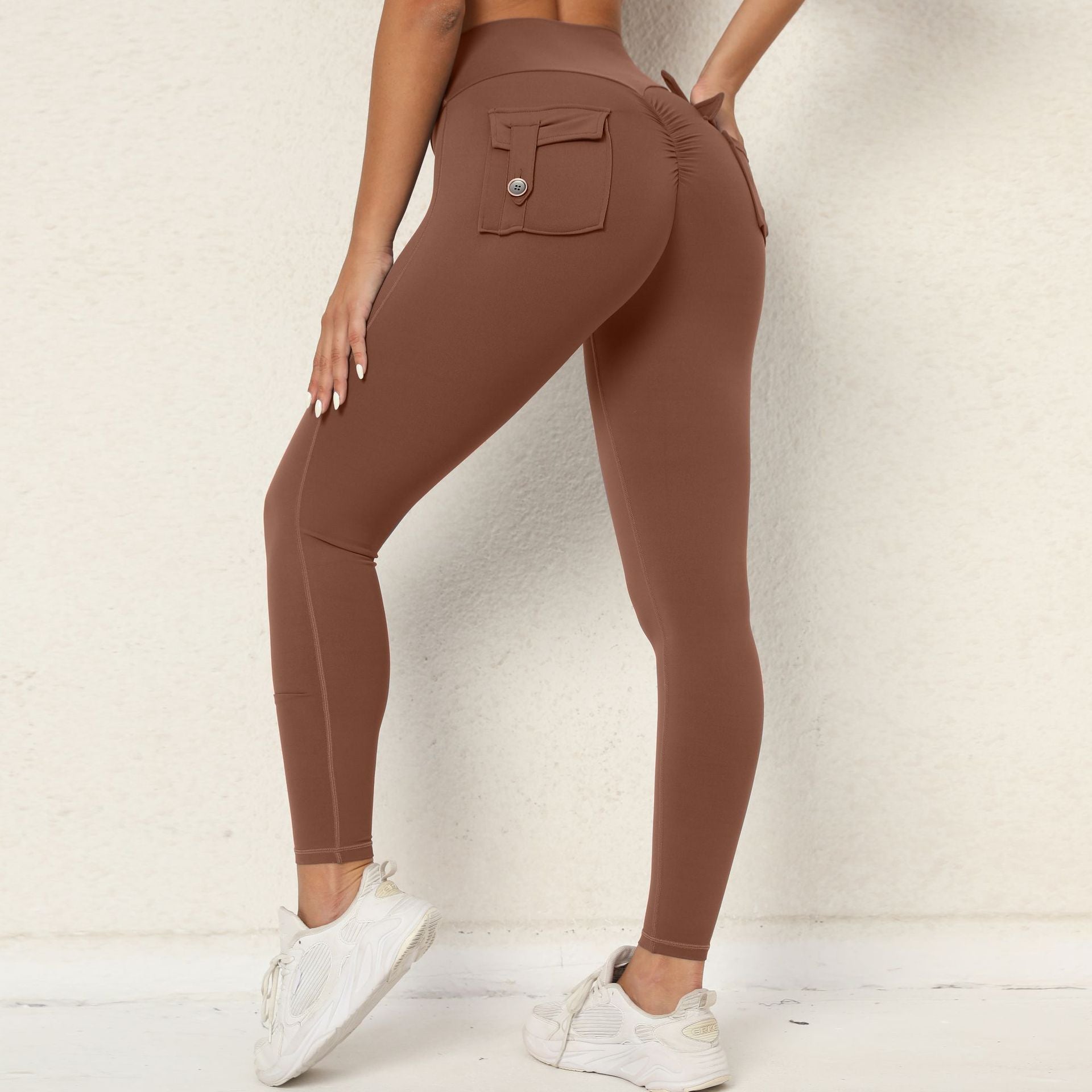 Peach butt cargo tight height waist stretch button-up yoga pants 14 colors